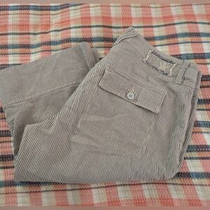 Women's Worn Blue And White Stripes Shorts.